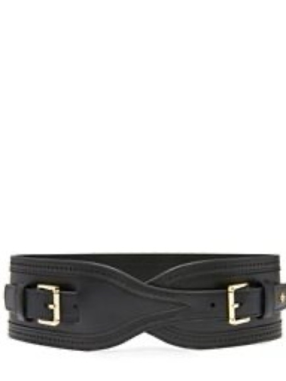 Tory Burch Brogue Black Sculpted Leather Waist Belt with Gold Buckles S NWOT